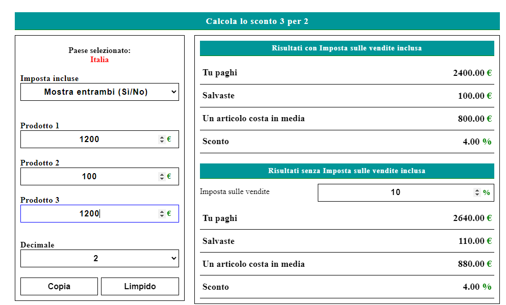 Calcolo Sconto Percentuale